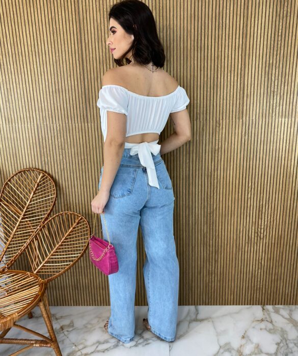 Cropped Feminino com Bojo Plissado Branco - Fernanda Ramos Store