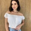 Cropped Feminino com Bojo Plissado Branco - Fernanda Ramos Store