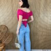 Cropped Feminino com Bojo Plissado Pink - Fernanda Ramos Store