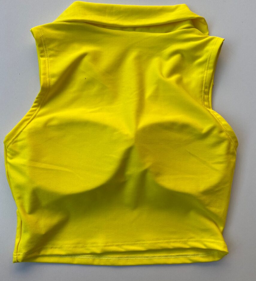 Cropped Feminino com Gola Amarela - Fernanda Ramos Store