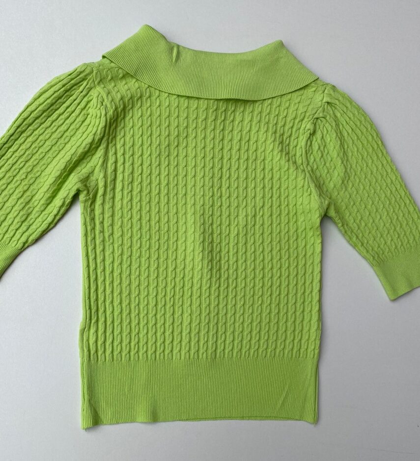 Cropped Feminino Gola Polo com Broche Verde Lima - Fernanda Ramos Store