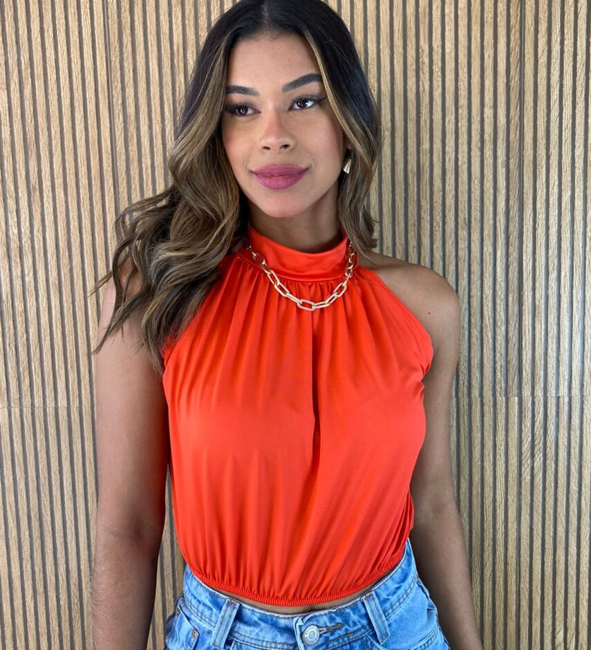 Cropped Feminino sem Bojo com Gola Coral - Fernanda Ramos Store