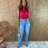 Cropped Feminino sem Bojo com Gola Pink - Fernanda Ramos Store