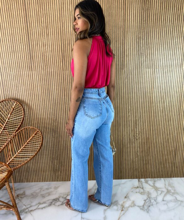 Cropped Feminino sem Bojo com Gola Pink - Fernanda Ramos Store