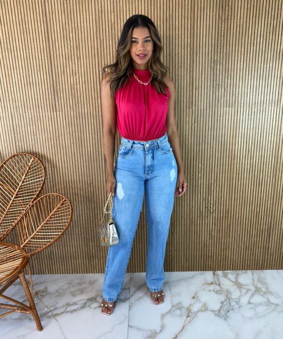 Cropped Feminino sem Bojo com Gola Pink - Fernanda Ramos Store