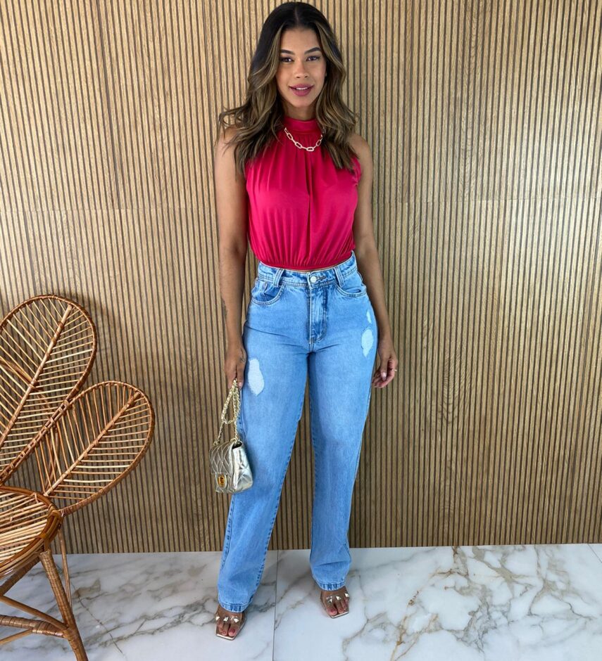 Cropped Feminino sem Bojo com Gola Pink - Fernanda Ramos Store
