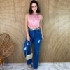 Cropped Feminino sem Bojo com Gola Rosa - Fernanda Ramos Store