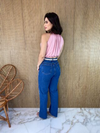 Cropped Feminino sem Bojo com Gola Rosa - Fernanda Ramos Store