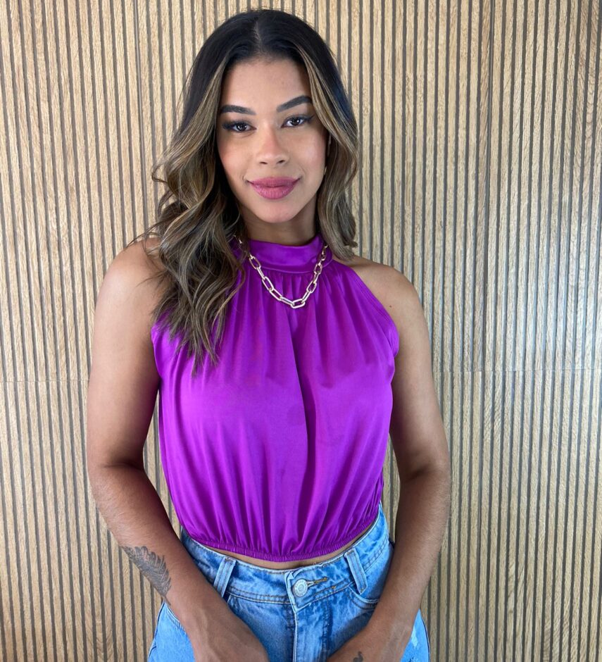 Cropped Feminino sem Bojo Gola Fúcsia - Fernanda Ramos Store