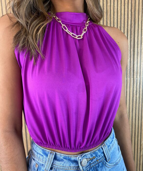 Cropped Feminino sem Bojo Gola Fúcsia - Fernanda Ramos Store