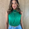 Cropped Feminino sem Bojo Gola Verde - Fernanda Ramos Store