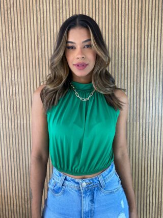 Cropped Feminino sem Bojo Gola Verde - Fernanda Ramos Store