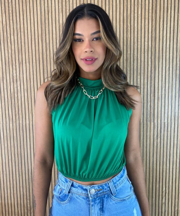 Cropped Feminino sem Bojo Gola Verde - Fernanda Ramos Store