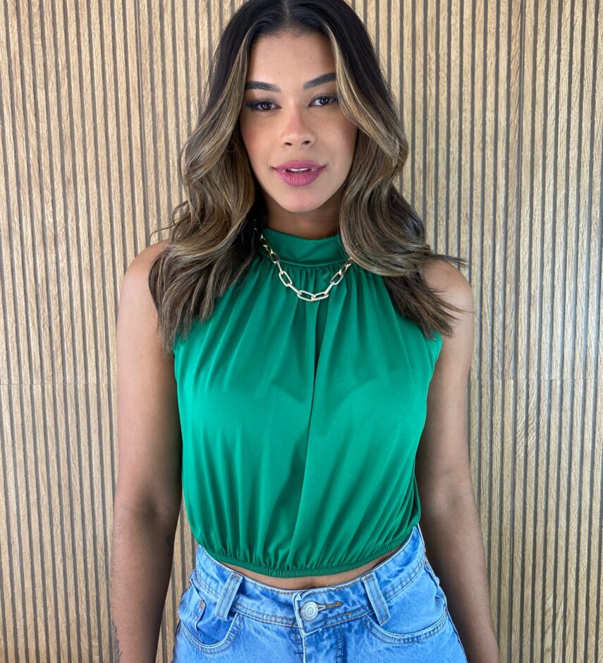 Cropped Feminino sem Bojo Gola Verde - Fernanda Ramos Store