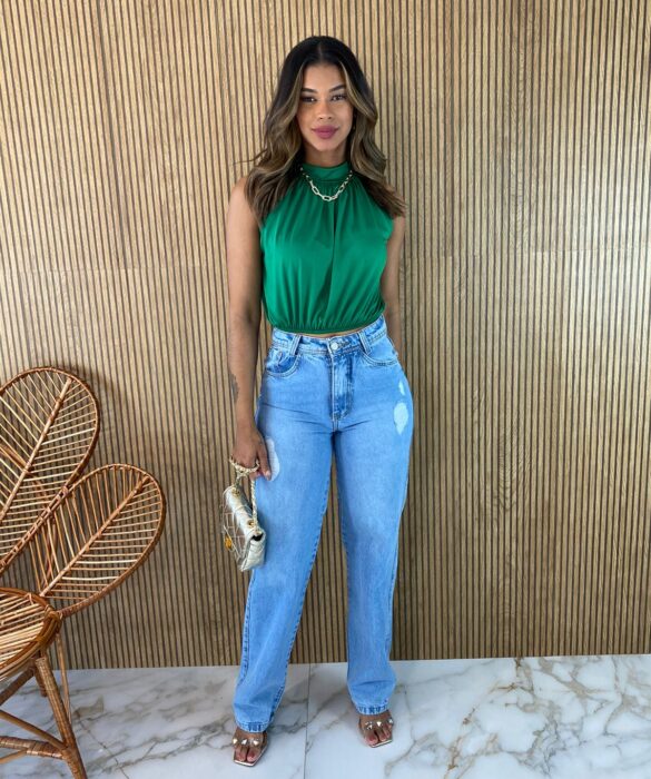 Cropped Feminino sem Bojo Gola Verde - Fernanda Ramos Store