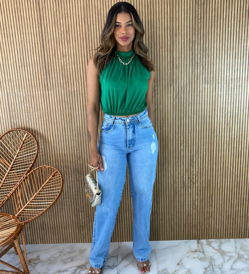 Cropped Feminino sem Bojo Gola Verde - Fernanda Ramos Store