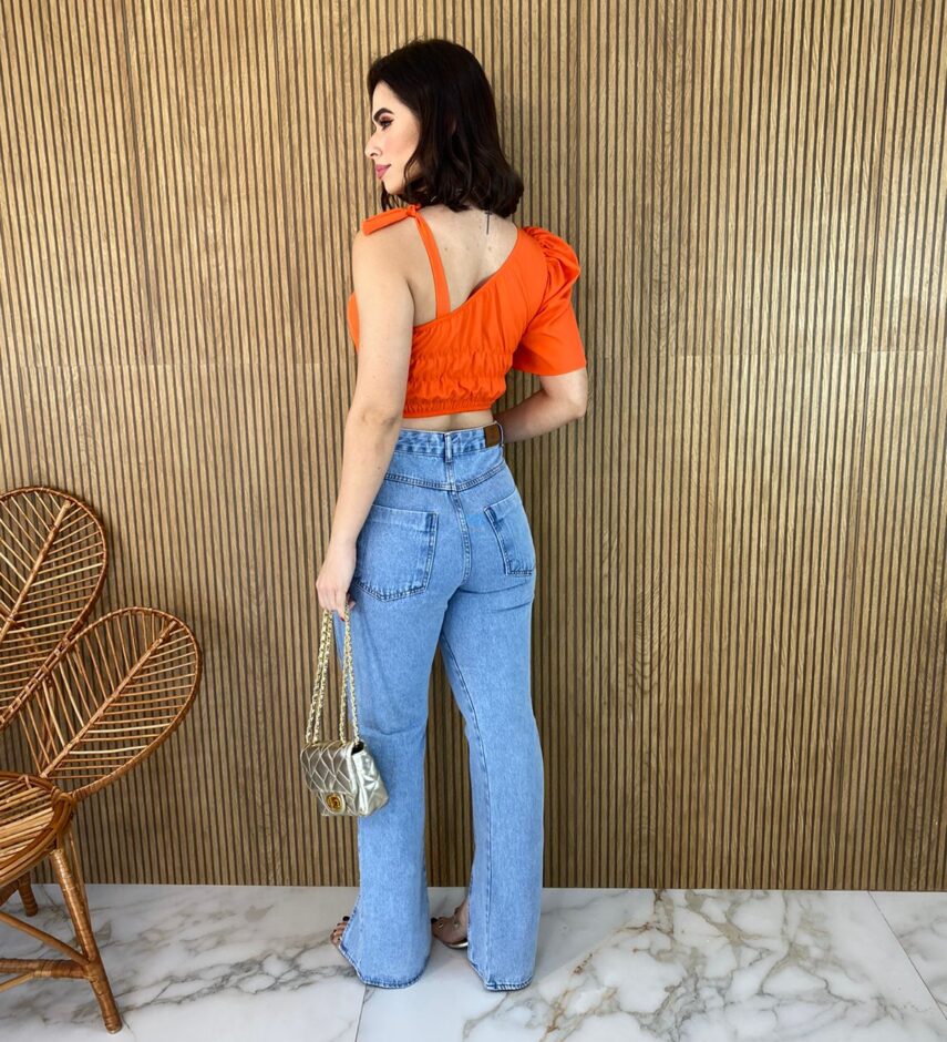 Cropped Feminino sem Bojo Lastex Atrás Coral - Fernanda Ramos Store