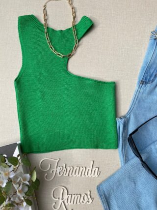 Cropped Feminino sem Bojo Modal com Abertura Verde - Fernanda Ramos Store