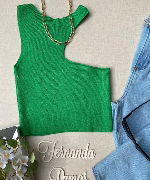 Cropped Feminino sem Bojo Modal com Abertura Verde - Fernanda Ramos Store