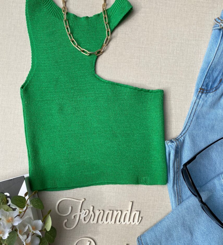 Cropped Feminino sem Bojo Modal com Abertura Verde - Fernanda Ramos Store