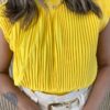 Cropped Feminino sem Bojo Plissado Amarelo - Fernanda Ramos Store