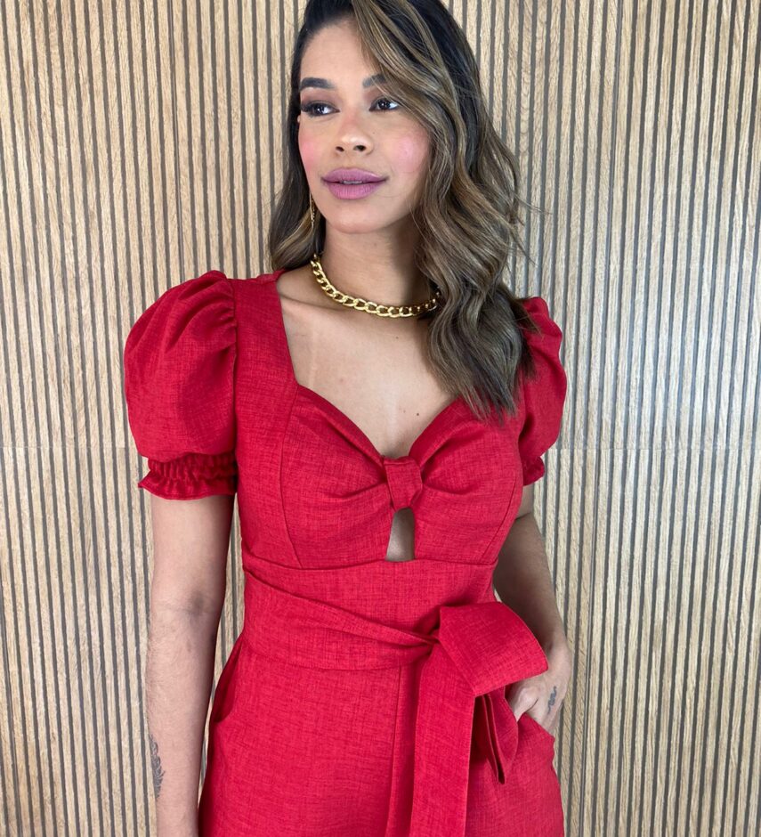 fernandaramosstore com br macacao feminino manga curta com bojo e amarracao vermelho
