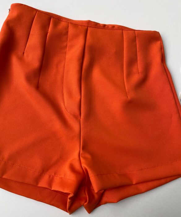 fernandaramosstore com br short feminino alfaiataria ziper lateral laranja 1