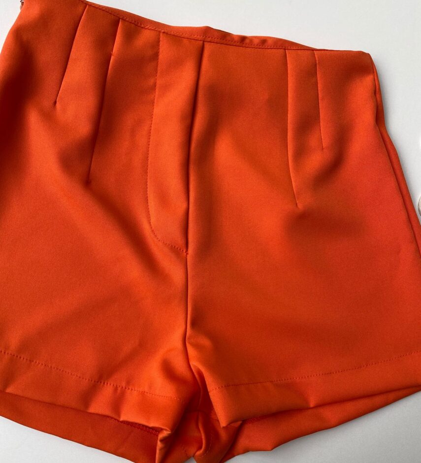 fernandaramosstore com br short feminino alfaiataria ziper lateral laranja 1