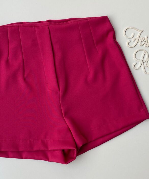 Short Feminino Alfaiataria Zíper Lateral Pink Fernanda Ramos Store