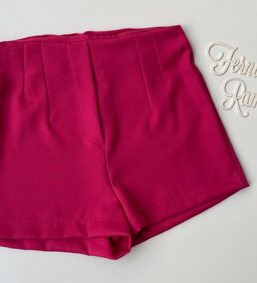 Short Feminino Alfaiataria Zíper Lateral Pink Fernanda Ramos Store