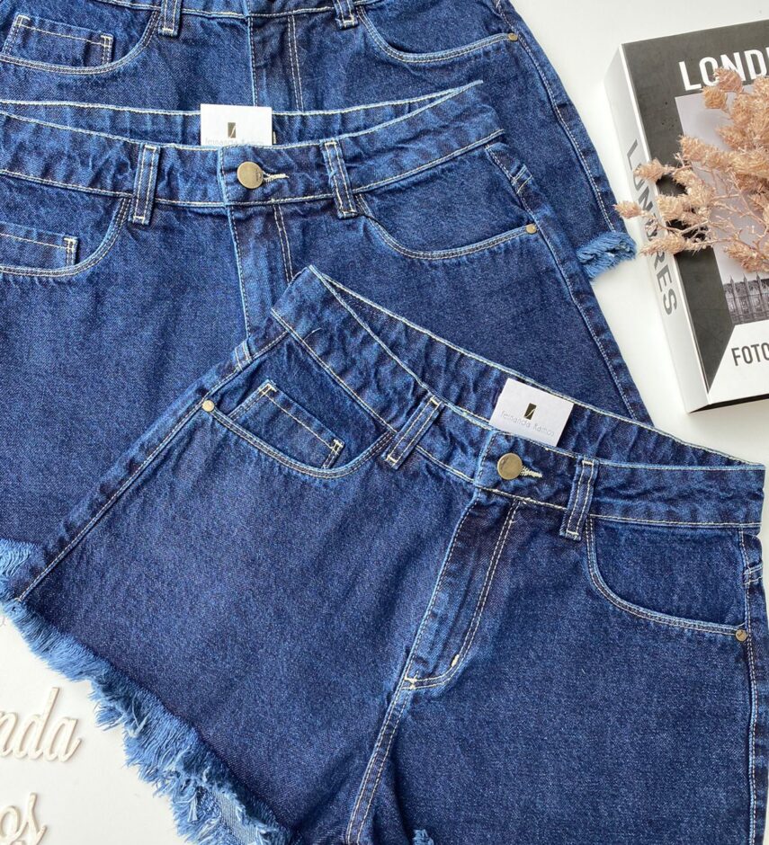 Short Jeans Feminino Barra Desfiada 53372 - Fernanda Ramos Store