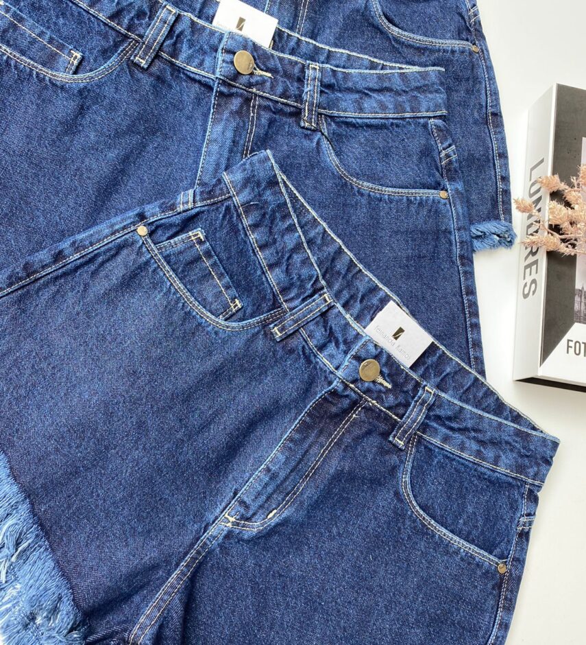 Short Jeans Feminino Barra Desfiada 53372 - Fernanda Ramos Store