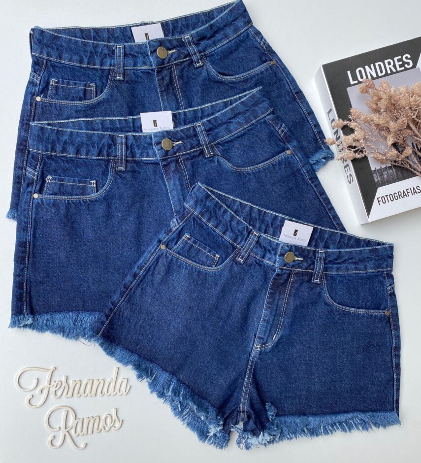 Short Jeans Feminino Barra Desfiada 53372 - Fernanda Ramos Store