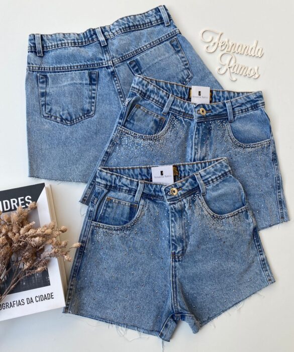 Short Jeans Feminino com Aplicações - Fernanda Ramos Store