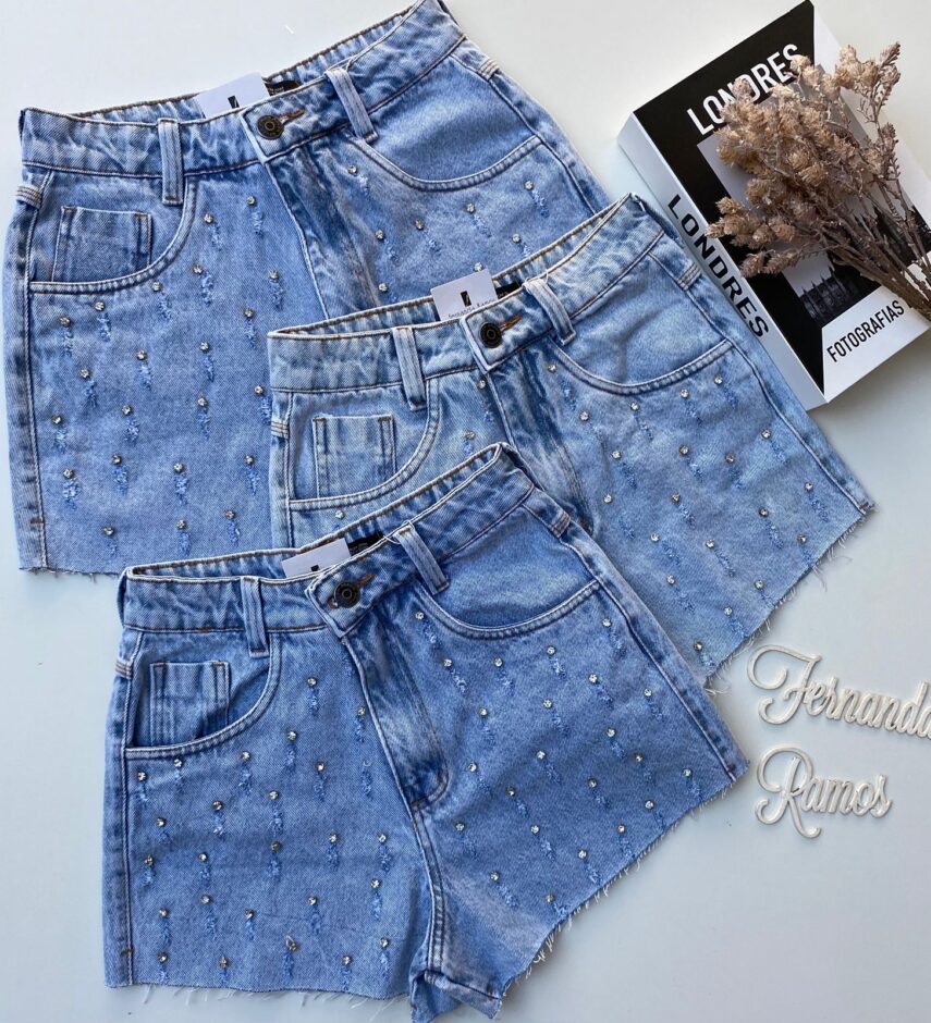 Short Jeans Feminino Liz com Aplicação Fernanda Ramos Store