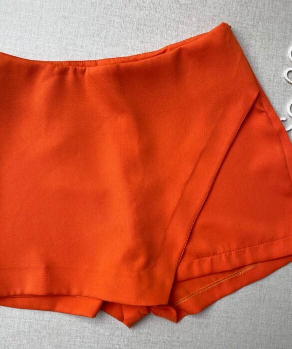 Short Saia Feminino Zíper Lateral Coral - Fernanda Ramos Store