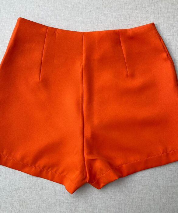 Short Saia Feminino Zíper Lateral Coral - Fernanda Ramos Store