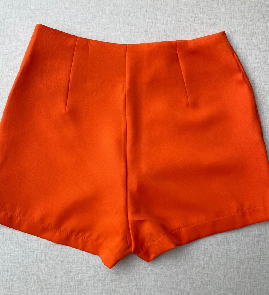 Short Saia Feminino Zíper Lateral Coral - Fernanda Ramos Store