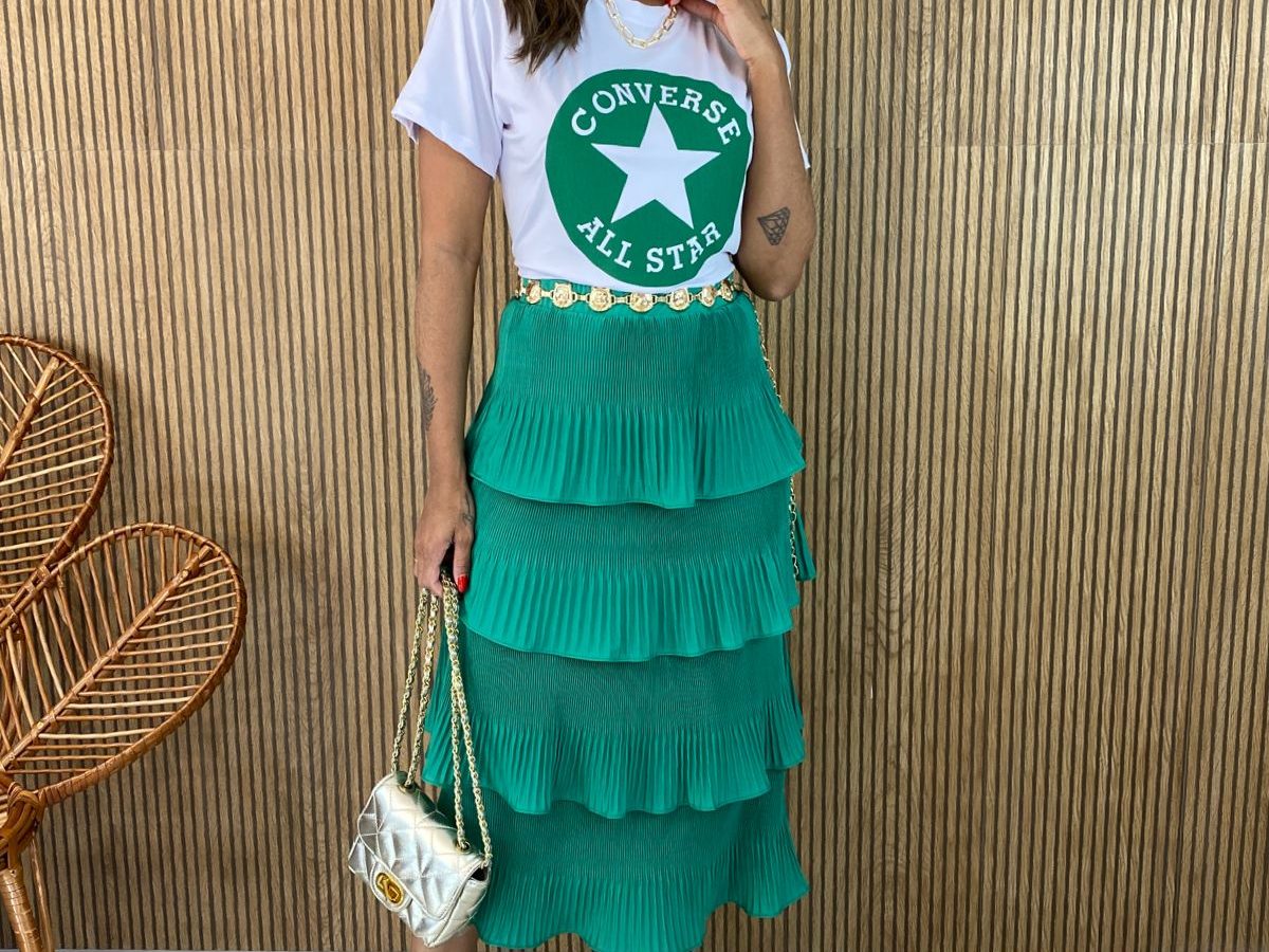 T-shirt Feminina Manga Curta Estampa Verde Bandeira Branca - Fernanda Ramos  Store