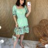 Vestido Curto com Guippir e Lastex Verde Agua - Fernanda Ramos Store