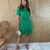 Vestido Curto sem Bojo com Botões e Amarração Verde Fernanda Ramos Store