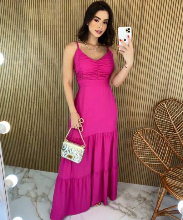 fernandaramosstore com br vestido longo com bojo detalhe franzido alca regulavel pink 1