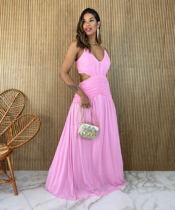 fernandaramosstore com br vestido longo com bojo tule com abertura rosa 1