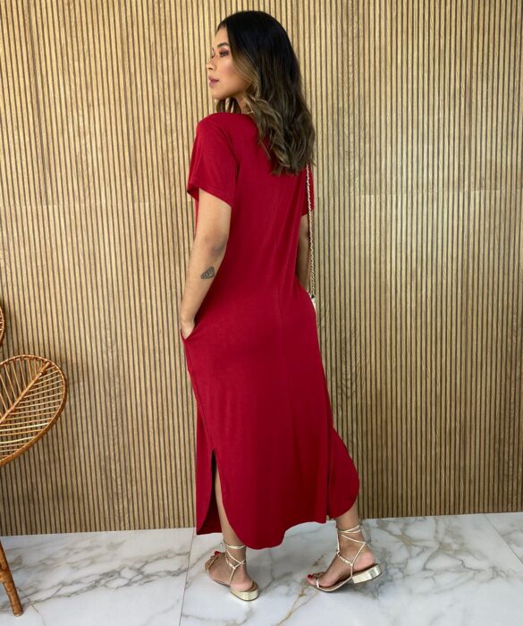 fernandaramosstore com br vestido longo de malha sem bojo manga curta com bolso vermelho 2