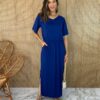 fernandaramosstore com br vestido longo de malha sem bojo manga curta com bolsos azul