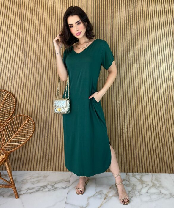 fernandaramosstore_com_br-Vestido Longo de Malha sem Bojo Manga Curta com Bolsos Verde Fernanda Ramos Store