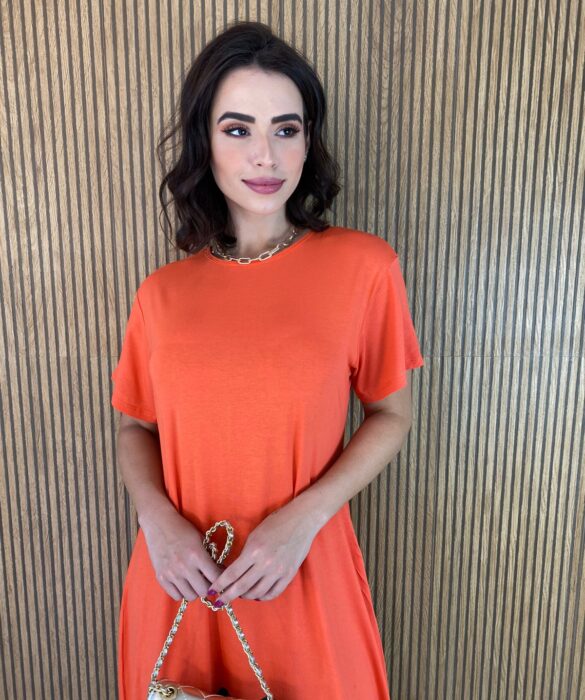 fernandaramosstore com br vestido midi de malha sem bojo manga curta laranja e verde 2