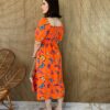 fernandaramosstore com br vestido midi sem bojo com lastex estampa borboletas laranja 2