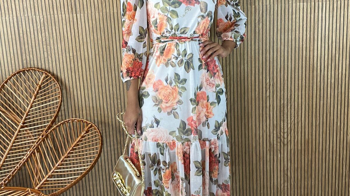 Vestido midi justo com amarração laranja PKS