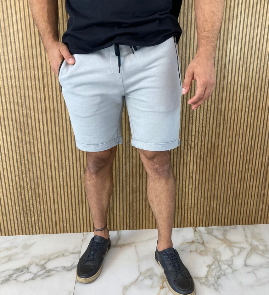 Bermuda Masculina Moletom com Zíper nos Bolsos Cinza 3745 Fernanda Ramos Store